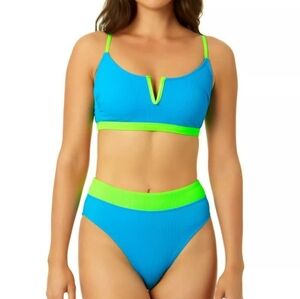 NWT Salt + Cove Sz M Blue and Neon Green Bikini
